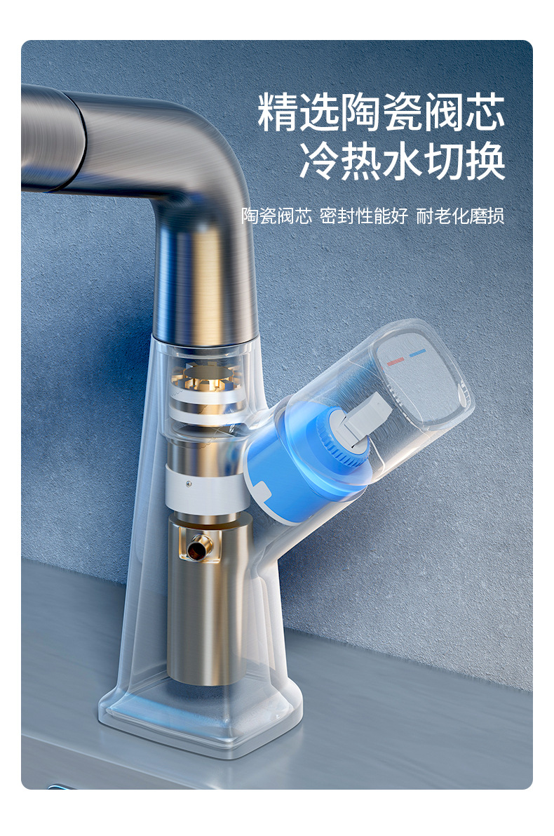 Washbasin, pull-out faucet, height-adjustable bathroom basin, all-copper bathroom cabinet, washbasin, washbasin, hot and cold undefined