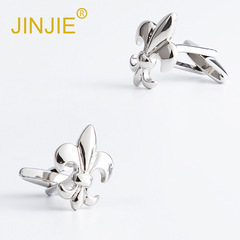 New Arrival Electroplated Silver-Iris-Shaped Cufflinks — Hot-Selling Men’s French-Style Shirt Cufflinks for Wholesale, Ideal for International Trade