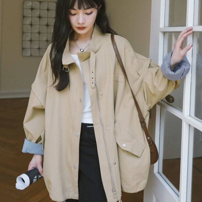 工装风衣外套女春秋新款短款小个子小众新品感时尚|undefined