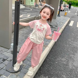 [40-Count Imitation Cotton Thread + Cool Silk Cotton] Girls Suit Summer 2024 Fashionable Baby Girl Two-Piece Set