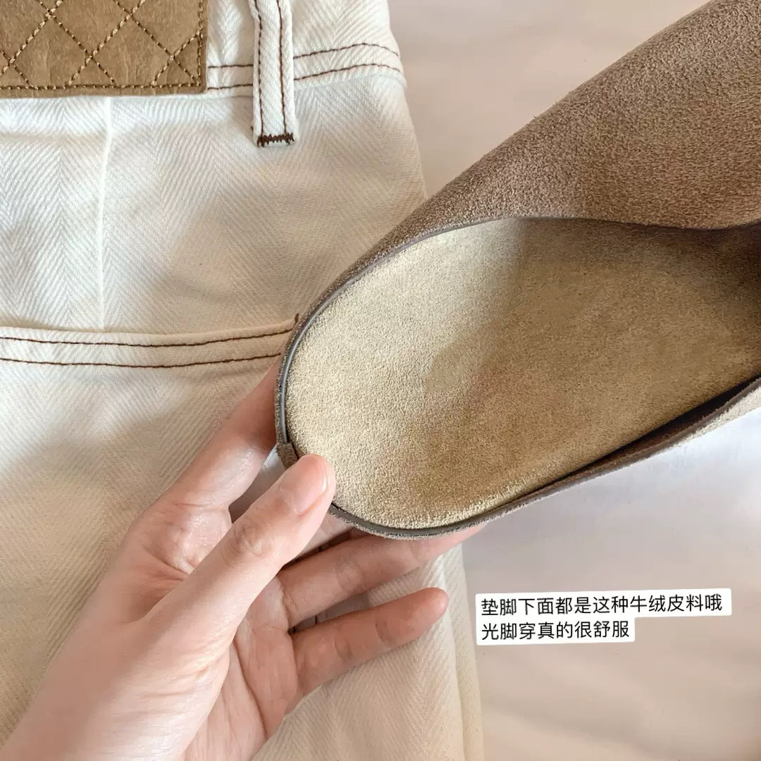 Versión de cuero de vaca ~ Grape Madre con cuero retrógrado de cuero de fondo grueso Bocken medio trapezo Bocken zapatillas perezosas