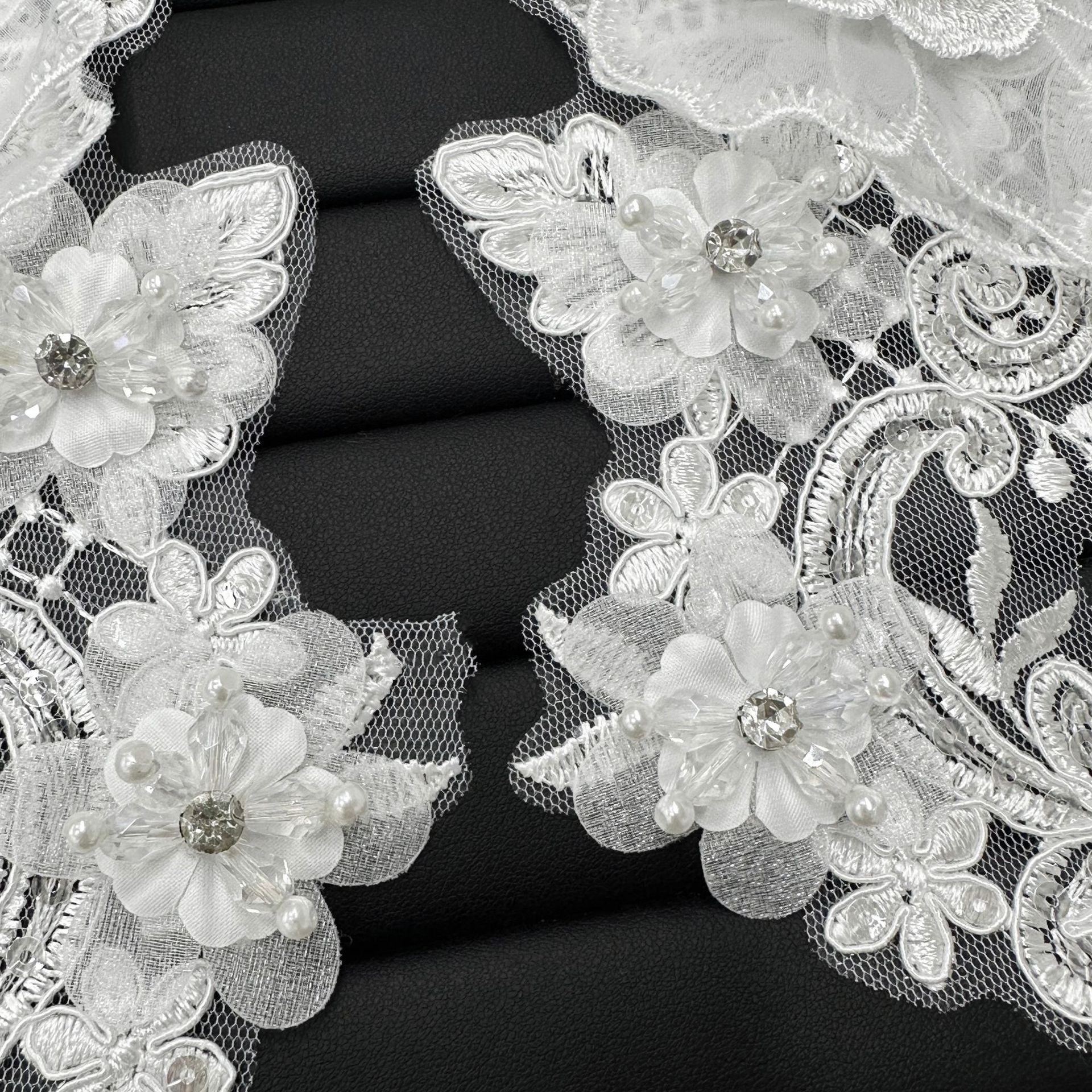 Blanco estereoscópico cuentas de encaje flor pegatinas de vestido de boda accesorios de decoración de flores de diamante hechas a mano zapatos accesorios de ropa de sombreros image 4