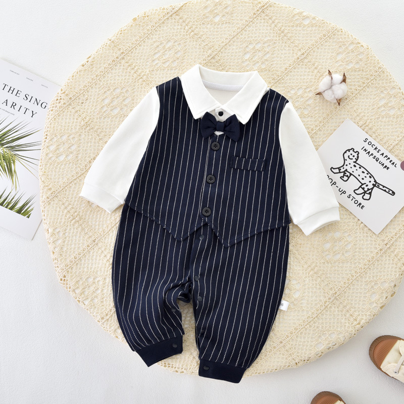 赤ちゃんのワンピースの春の服の百日の宴会の服の男の子の赤ちゃんの1歳のドレスの洋風の外出の英倫の紳士の小さいスーツ