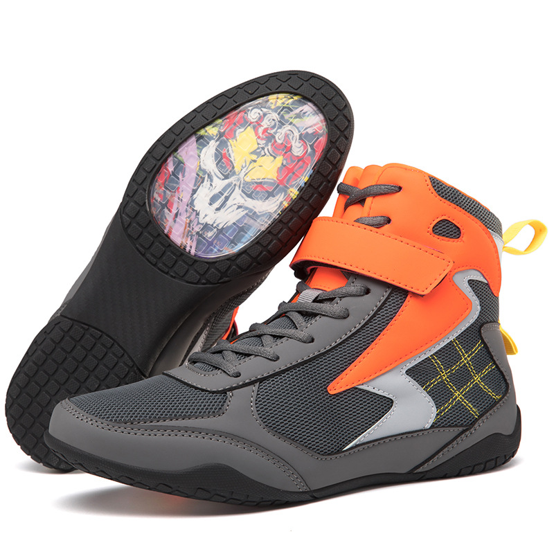 Boxing shoes men's and women's competition wrestling shoes children student fighting shoes training Muay Thai Sanda high-top fighting shoes youth