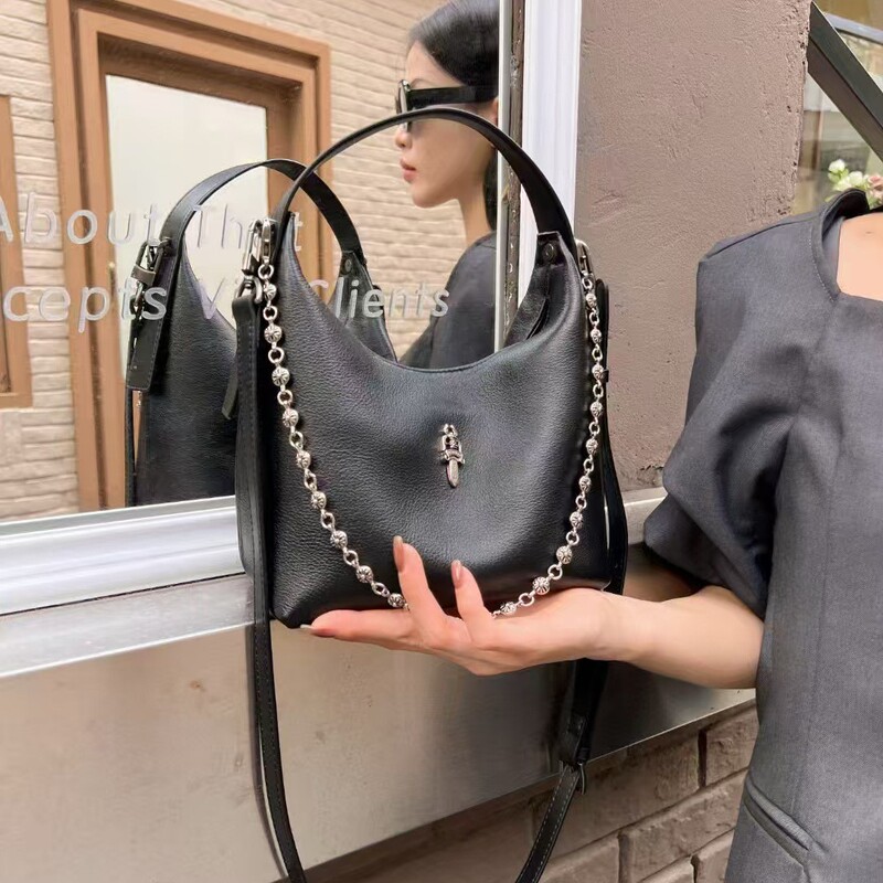 女性用バッグ新しいスタイルクローハート本革チェーン脇の下バッグハイエンド大容量シングルショルダークロスボディバッグハンドバッグ|undefined