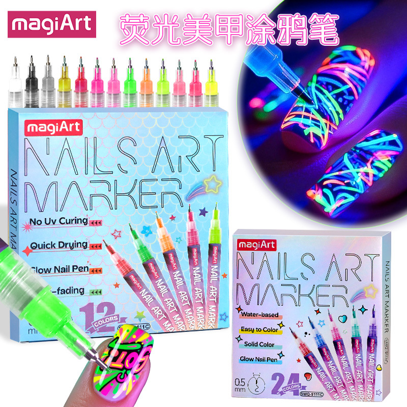 0.5mm Fluorescent Graffiti Nail Art Pen Neon Style DIY Colorful Nail Painting Acrylic Marker Pen
