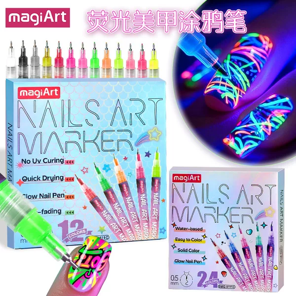 0.5mm Fluorescent Graffiti Nail Art Pen Neon Style DIY Colorful Nail Painting Acrylic Marker Pen
