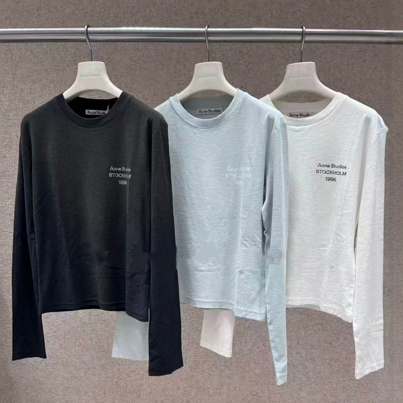 2026 New Model Ac 1996 Letter Print Round Neck Long Sleeve T-Shirt for Women, Slim Fit, Pure Cotton Casual Top, Black and White 2026 New Model Ac 1996 Letter Print Round Neck Long Sleeve T-Shirt for Women, Slim Fit, Pure Cotton Casual Top, Black and White
