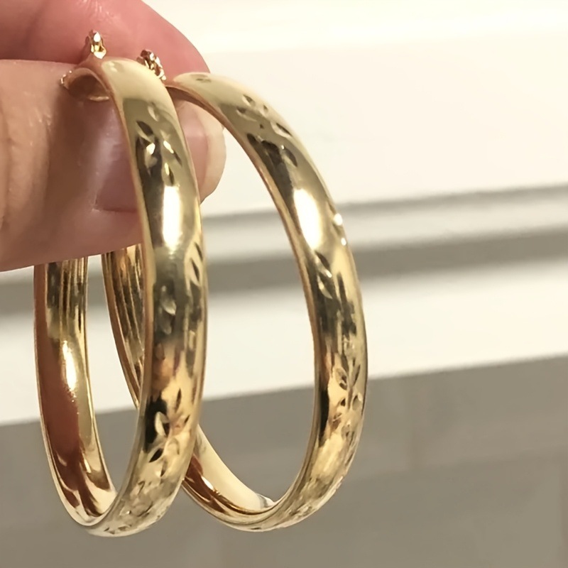 Morning Moon Cross-Border Gold-Plated Large Round Earrings with Circular Texture and Pattern Design, Eye-Catching Earrings, Manufacturer's In-Stock Items