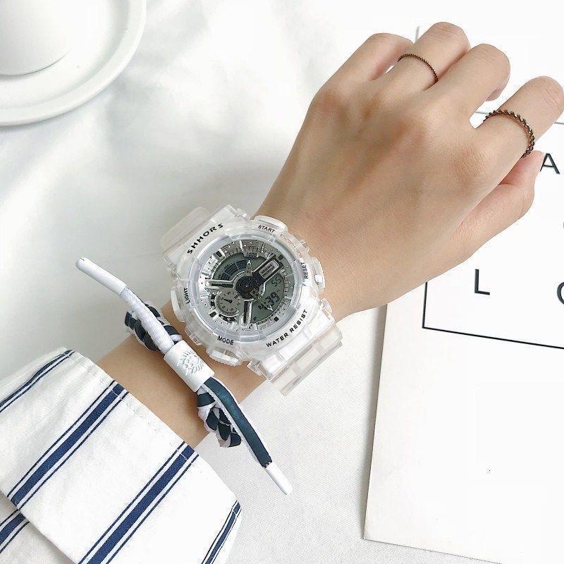 Reloj sincrónico directo de fábrica estudiantes masculinos y femeninos novias de escuela secundaria pareja puntero impermeable transparente ins reloj electrónico