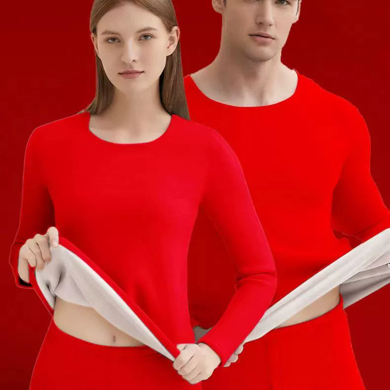 Комплект термобелья из кашемира для женщин, родившихся в Год Дракона, мужской ярко-красный свадебный подарок из чистого хлопка, осенняя одежда и брюки.