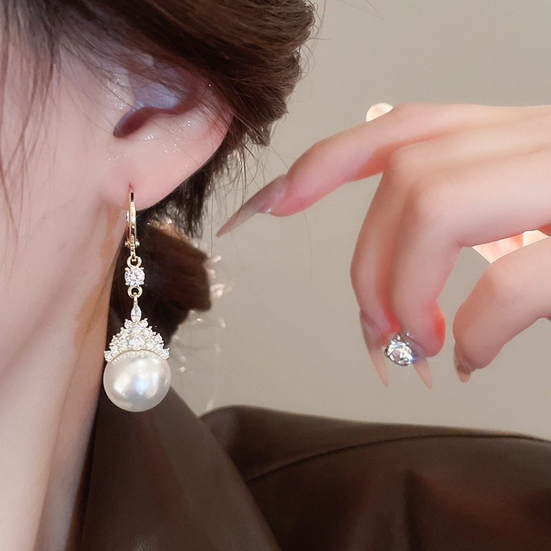 真金电镀圆形珍珠款耳钉项链套装小众耳环时尚气质耳饰轻奢高级感详情19