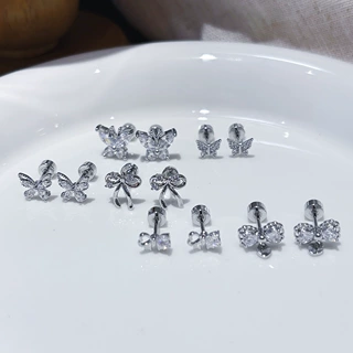 316L钛钢耳骨钉锆新款式养耳洞耳钉超闪质感蝴蝶蝴蝶结耳骨钉耳钉
