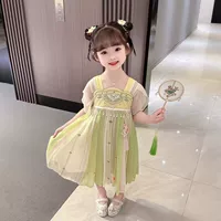 Девушка Hanfu с короткими рукавами летом 2025 новая маленькая девочка новая китайская девушка детка тонкая высококачественная супер сказочная восковая юбка