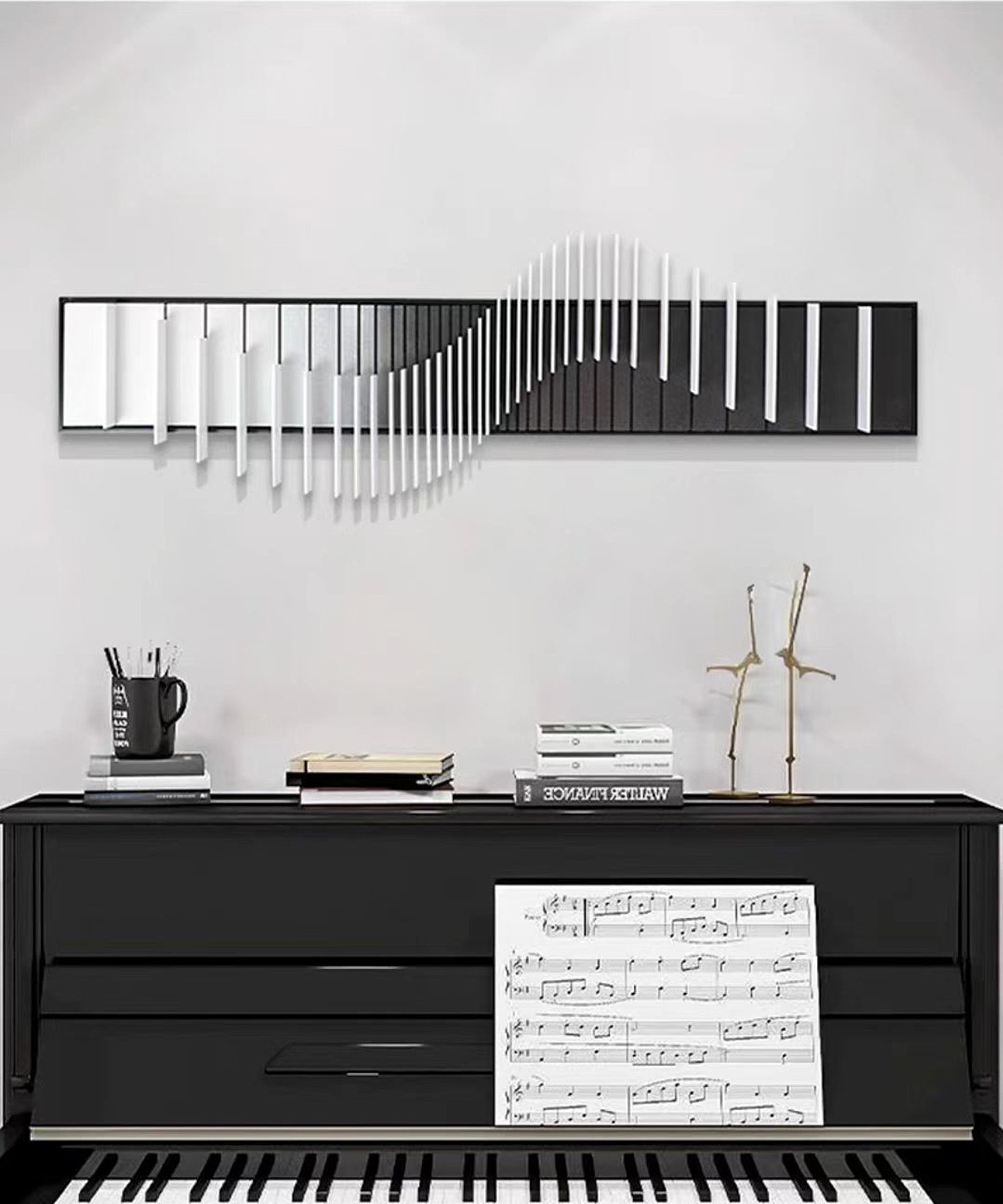 Simple black and white three-dimensional acrylic decorative painting…