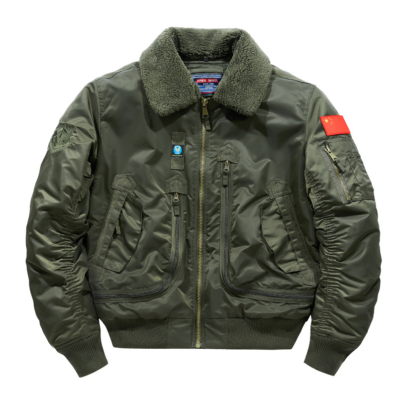 Chaqueta de piloto B10 transfronteriza chaqueta de vuelo de los hombres abrigo de algodón acolchado invierno engrosada ropa de trabajo abrigo de algodón acolchado Cuello de piel desmontable