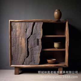侘寂风老榆木餐边柜客厅玄关储物多层收纳柜民宿可移动斗柜茶柜