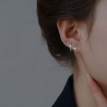 925镀银饰四芒星星耳圈耳扣女镀银睡觉不用摘耳钉耳环2021年耳饰