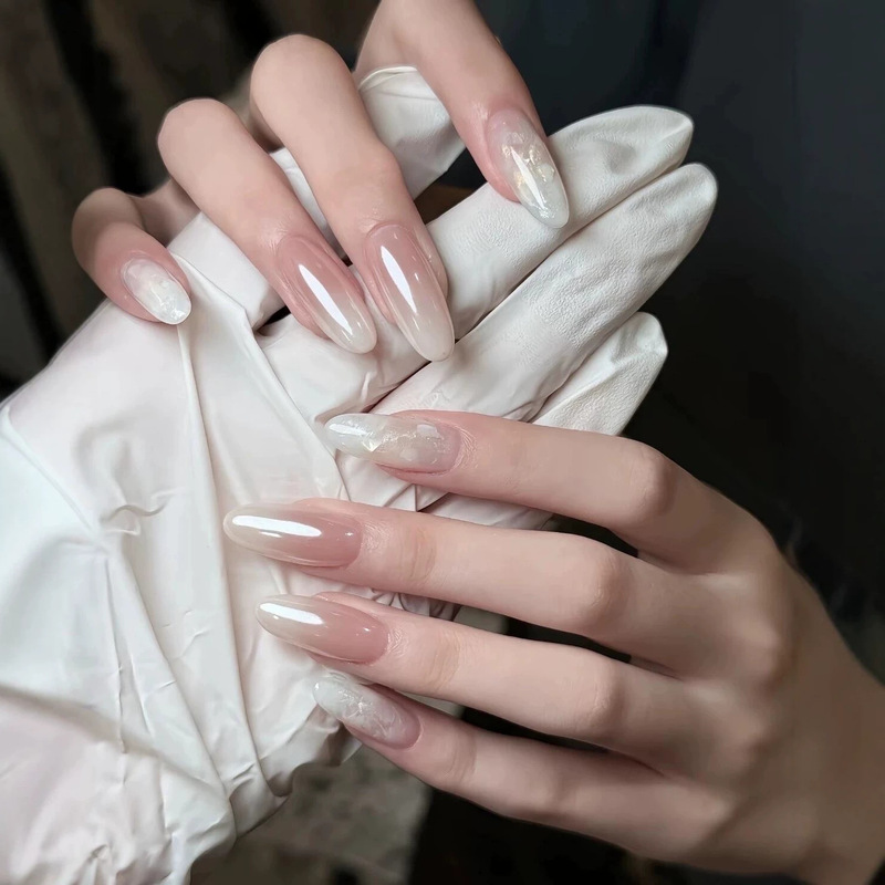 Yuanxi·Acetate Hailey Handmade Nude Gradient Shiny High-End Nail Art Bridal Nail Stickers