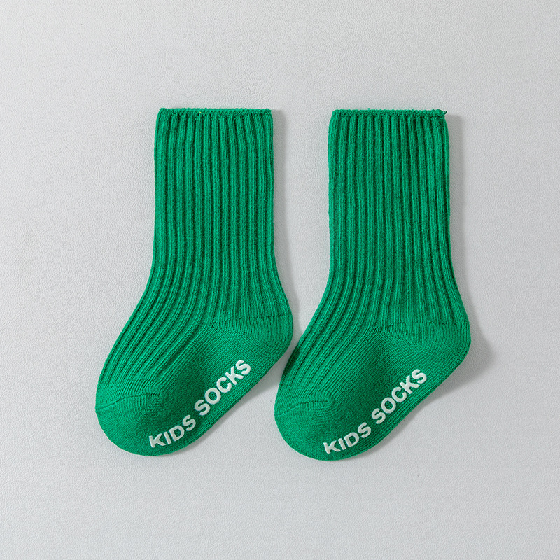 Calcetines para bebés de primavera y otoño Calcetines para niños de doble aguja de color sólido español Calcetines de tubo coreano a rayas verticales antideslizantes image 36
