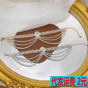 Cross-border new rhinestone anklet national style crystal tassel anklet ankle accessories high heels bar disco style
