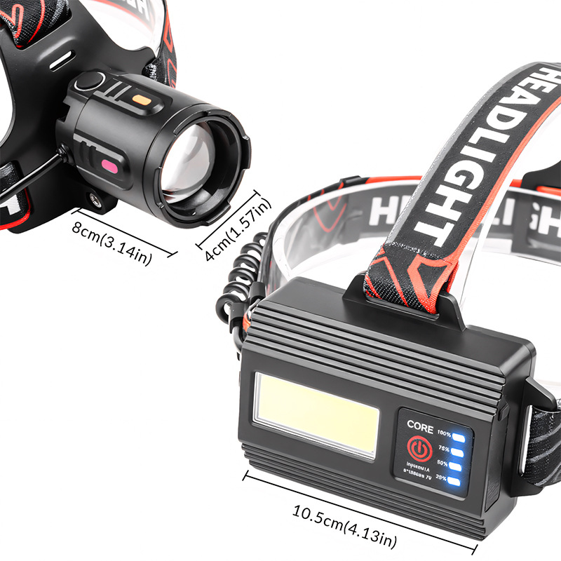Customized Cross-border White Laser High-brightness Headlamp LED Zoom USB Rechargeable Long-life Outdoor Night Fishing_desvips.com