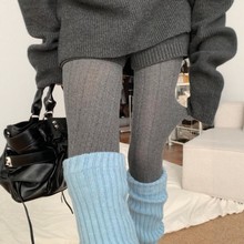 25灰色打底裤女麻花竖条纹踩脚连裤袜miu系学院风简约百搭不掉档