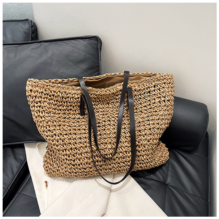 Femmes Grande Paille Couleur Unie Vacances Plage Tisser Ouvert Sac De Paille display picture 32