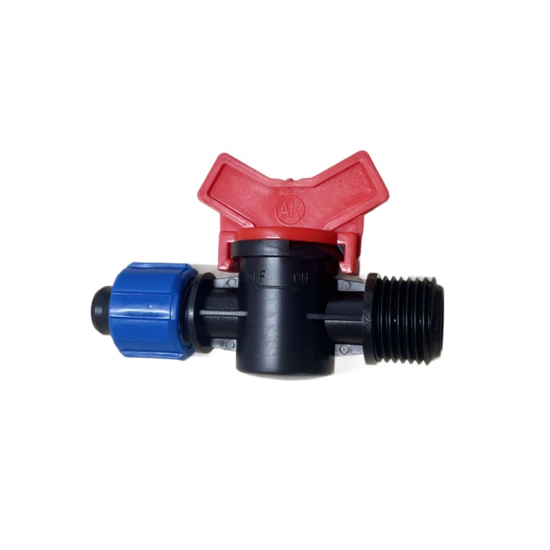Bloqueo de tubería de 16PE * 4 puntos válvula de diente externa mango rojo 1 / 2 interruptor de alambre externo control de riego por goteo micro spraying tubería de riego