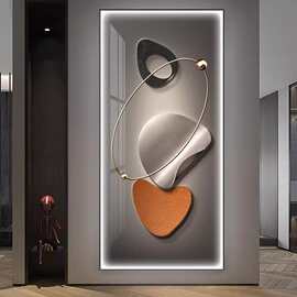 轻奢抽象入户玄关装饰画石来运转高档艺术灯画现代走廊过道挂画