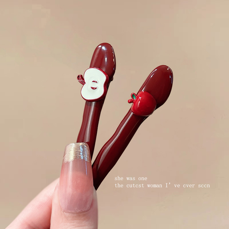 韩系安可拉红苹果发夹女新款可爱设计感刘海夹前额侧边夹气质发饰|undefined