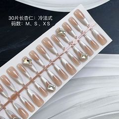 30片手工穿戴美甲冷法式冰塊重工氣質顯白顆拆卸成品美甲貼片專用