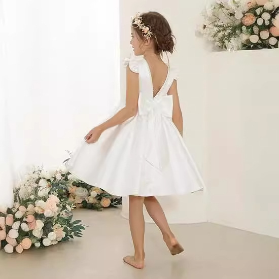 Elegantes Mädchenchorkleid – Satin-Kurzarmkleid für Klavierkonzerte und Geburtstagsfeiern (80-160 cm, 6 Farben)_voghion.com