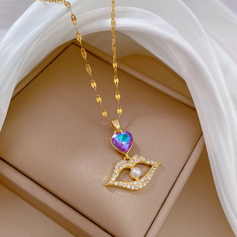 Collana girocollo con perle in acciaio titanio per donna_voghion.com