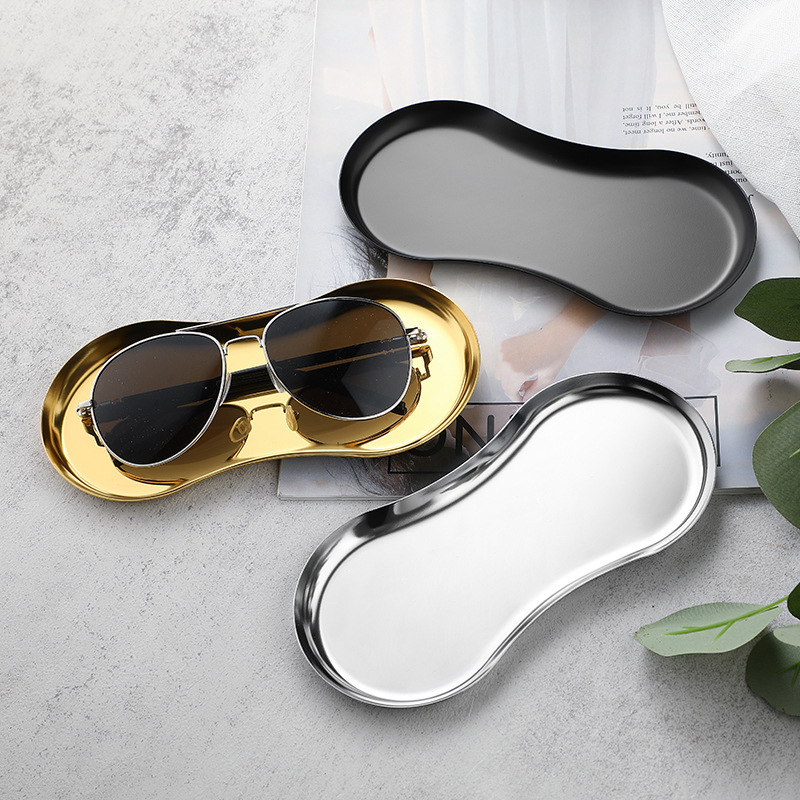Korean ins glasses-shaped metal tray girls' cosmetics storage tray household hallway jewelry decoration glasses box
