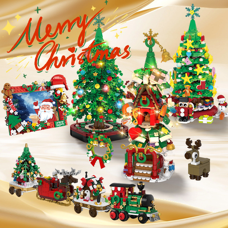 Cross-Border Compatible Lego Store Opening Christmas Blind Box Surprise Toy Frame Building Blocks Small Particle Cartoon Ip Toys