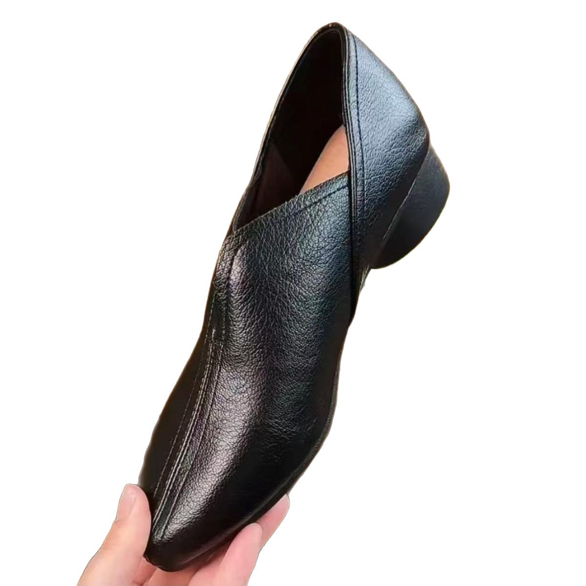 Vintage tacones profundos zapatos de una sola boca 2026 primavera y otoño nuevos zapatos de cuero cómodos de estilo francés con una sola sola pie suave