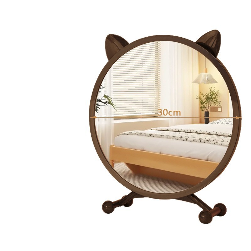 ライト付きデスクトップLEDスマート化粧鏡、女の子用ドレッシングテーブルミラー、学生寮用ドレッシングミラー、高解像度調整可能