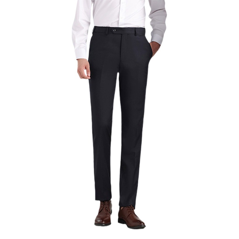 Pantalones de vestir para hombre, ropa formal de negocios, pantalones de pierna recta azul marino, pantalones de traje profesionales para todas las estaciones, estilo de negocios ligero. image 1