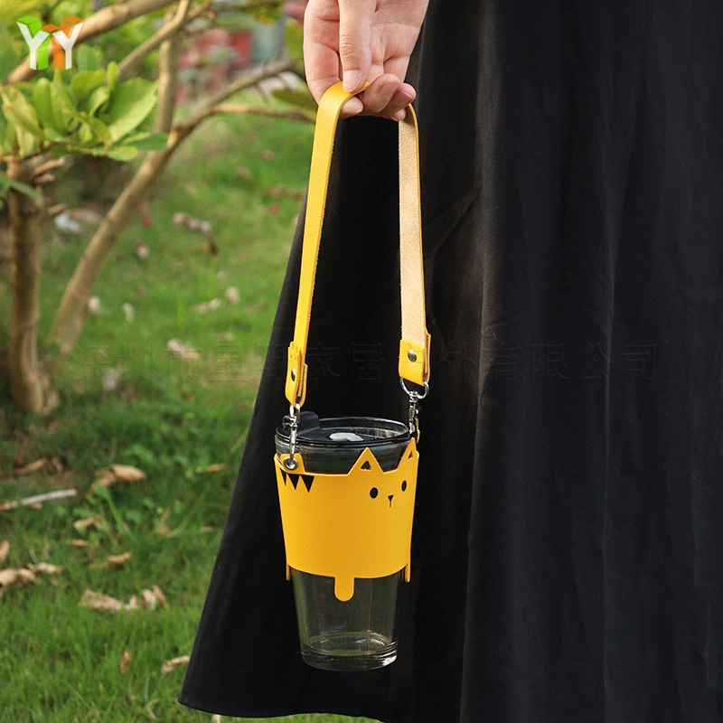 Creative handheld glass, milk tea, linen bag