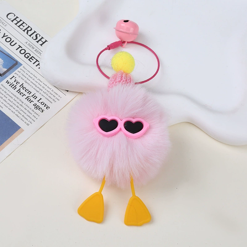 Assortiment semi-finis d’accessoires DIY boule peluche imitation fourrure cartoon créative pour pendentif porte-clés