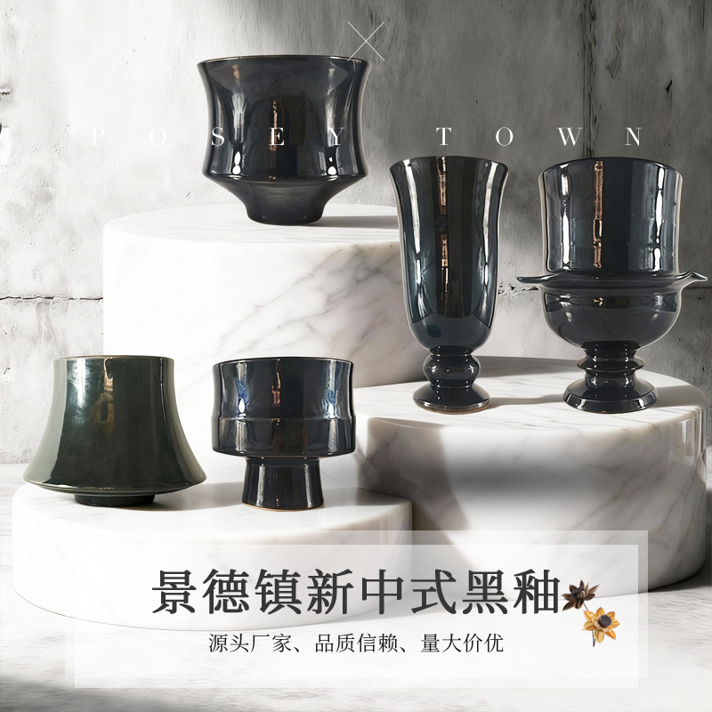 Jingdezhen Ceramic Flower Pots, Living Room Entrance Crafts, Retro Hotel Ornaments, B&B Antique Vases and Flower Pots Wholesale