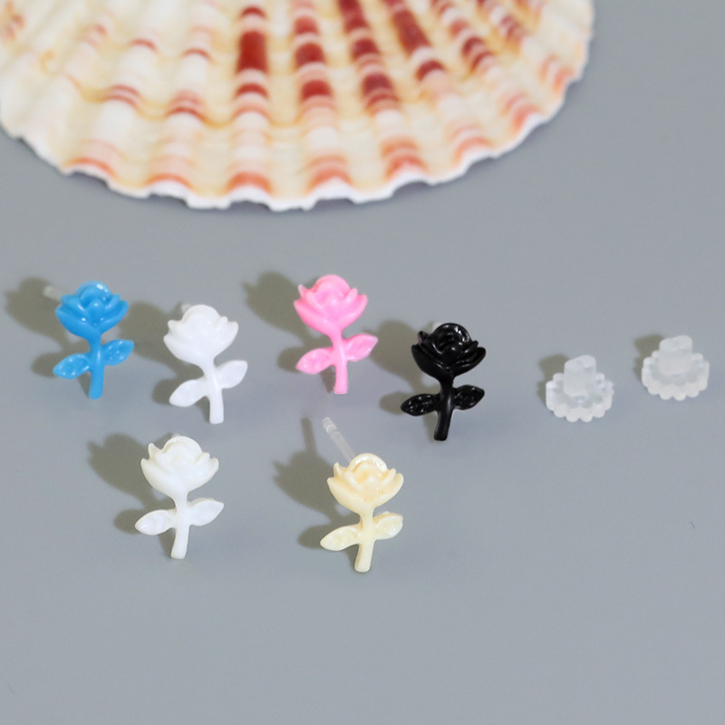 韩国网红小清新花朵耳钉女小众设计养耳洞耳饰简约可爱玫瑰花耳钉