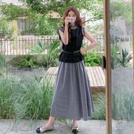 韩风chic一整套女2026夏季新款气质显瘦花边背心格子半身裙两件套