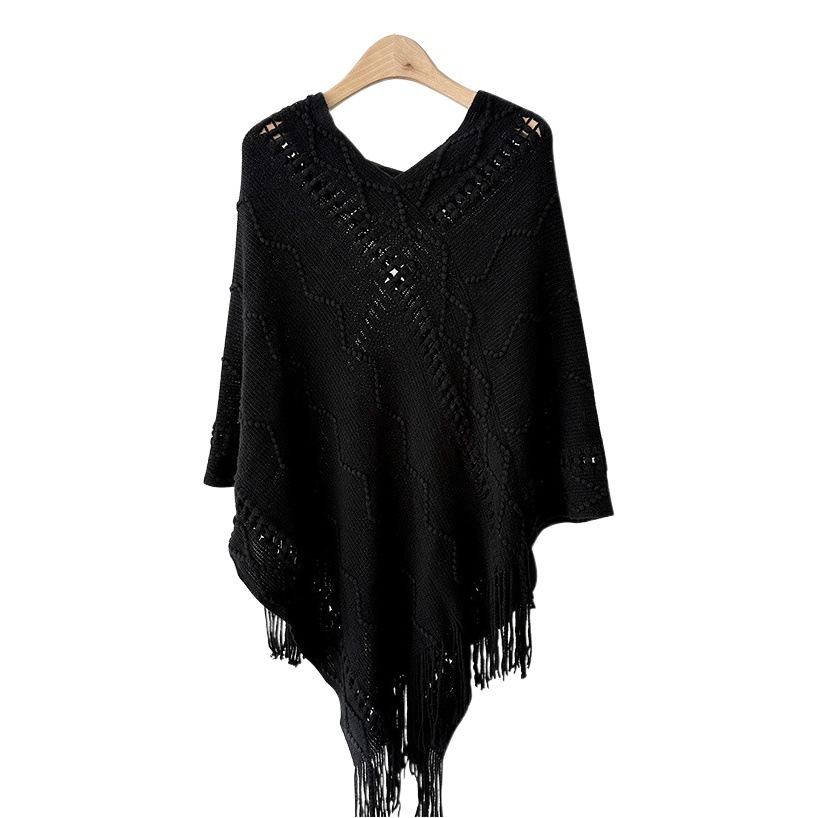 Nuevo color sólido de punto la borla mantón del Cabo las mujeres otoño y el invierno estilo Coreano versátil grueso suéter caliente capa Cabo