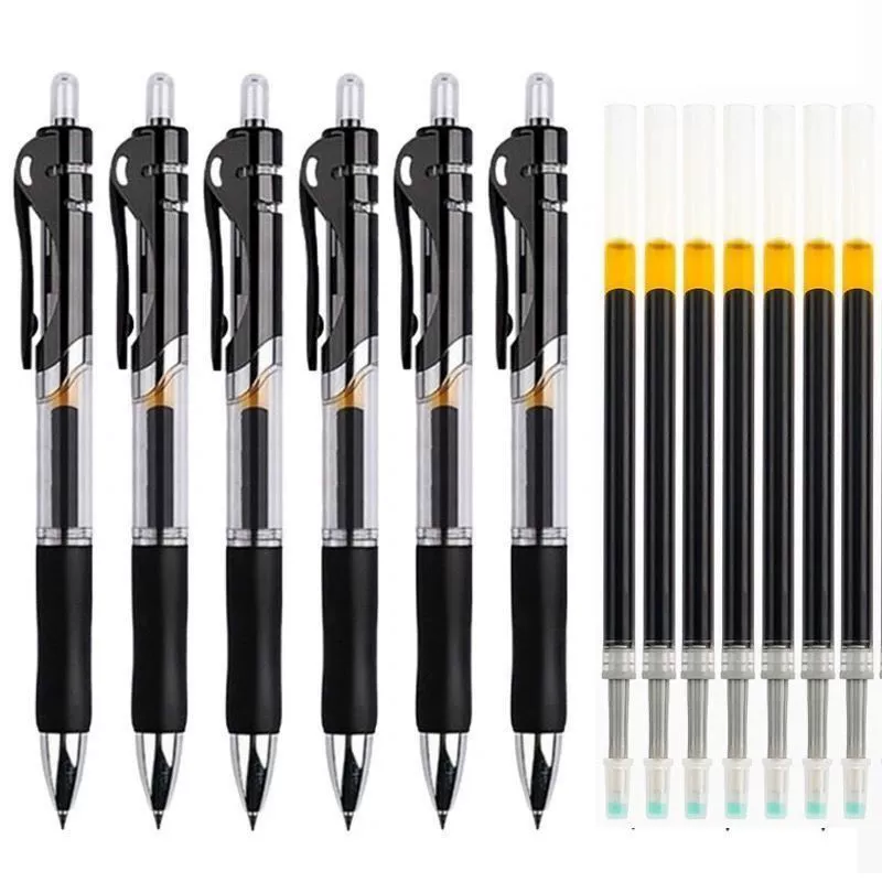 K35 Push Pen Оптовая продажа 0,5 мм гелевая ручка пуля офисные студенческие канцелярские товары вывеска ручка черный красный синий заправка