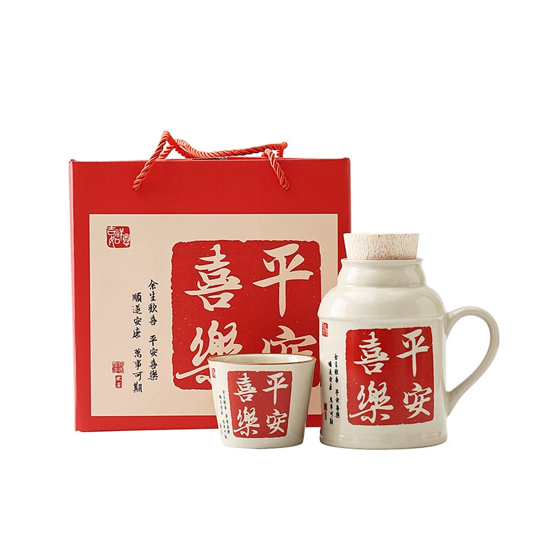 Gift box in gift box, capacious glass, ceramic tea cup