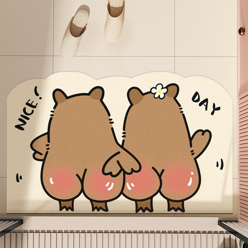 두 개의 카피발라가 엉덩이를 꼬집습니다.