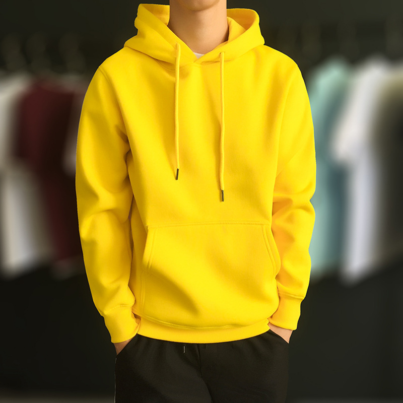 후드 노란색 기모