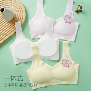 Traceless Rings-free Breathable Comfortable Underwear High-elastic Integrated Inner Cup Anti-walking Light Development Girls' Naked Vest